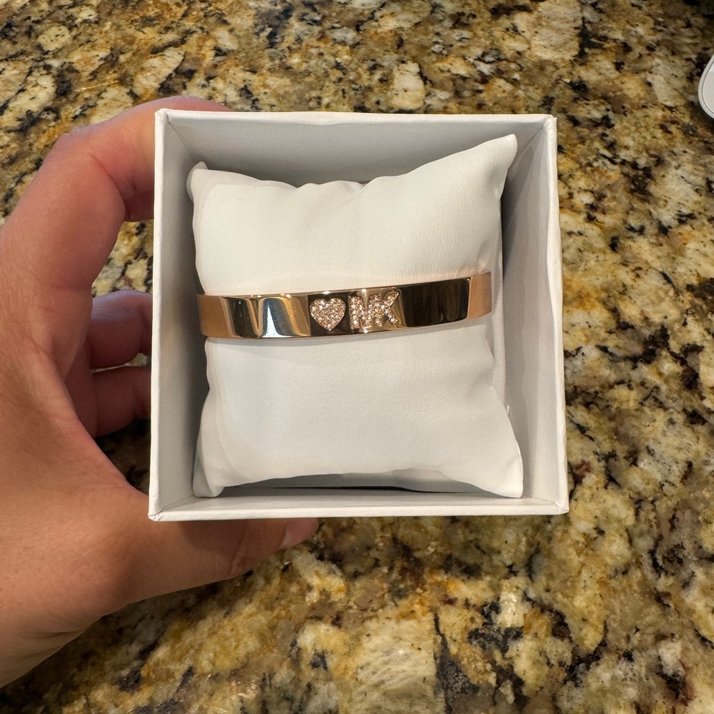 Michael Kors Logo Rose Gold Tone Cuff Women's Bracelet